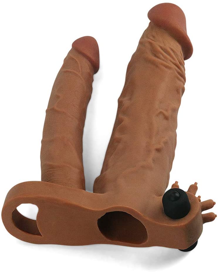 Manson Dublu Pleasure Vibrating X-Tender Add 5 cm Maro, #2, Erotic24.ro