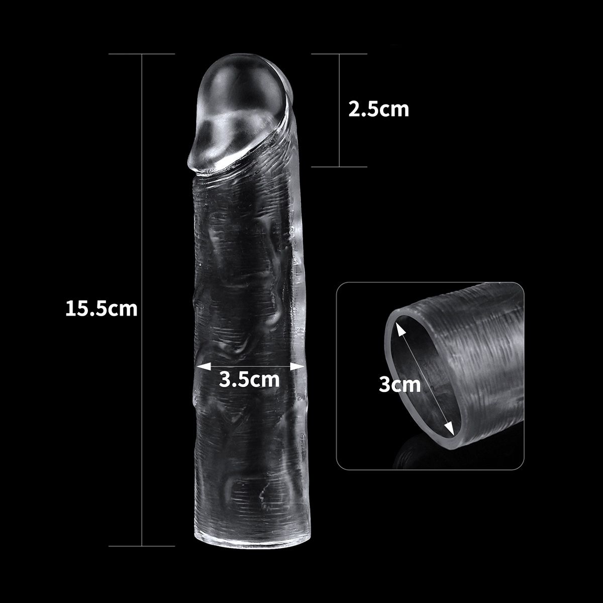 Prelungitor Penis Flawless Clear TPE +2,5 cm, #5, Erotic24.ro