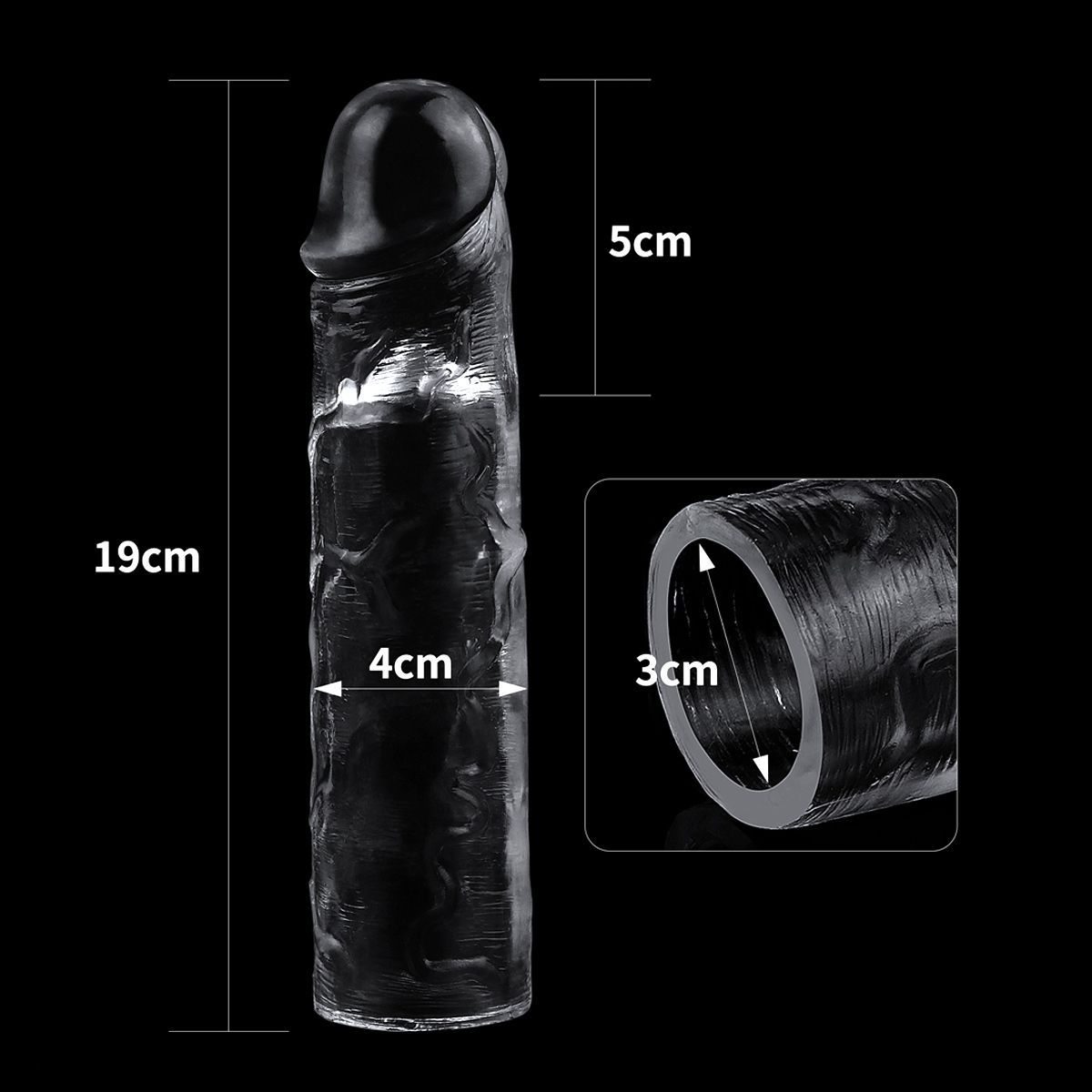 Prelungitor Penis Flawless Clear TPE +5 cm, Nr. 3, Erotic24.ro