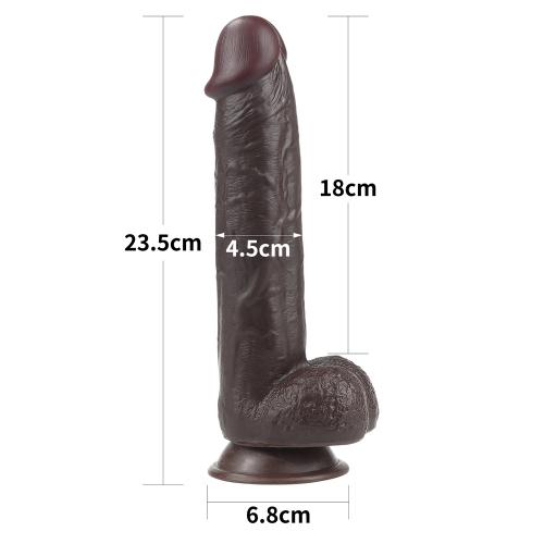 Dildo Realist Sliding-Skin, Ventuza Detasabila, TPE, Maro Inchis, 23.5 cm, #5, Erotic24.ro