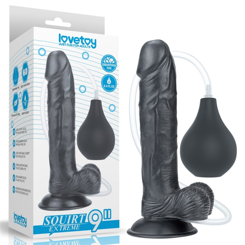 Dildo cu Ejaculare Squirt Extreme Negru 23 cm, #10, Erotic24.ro