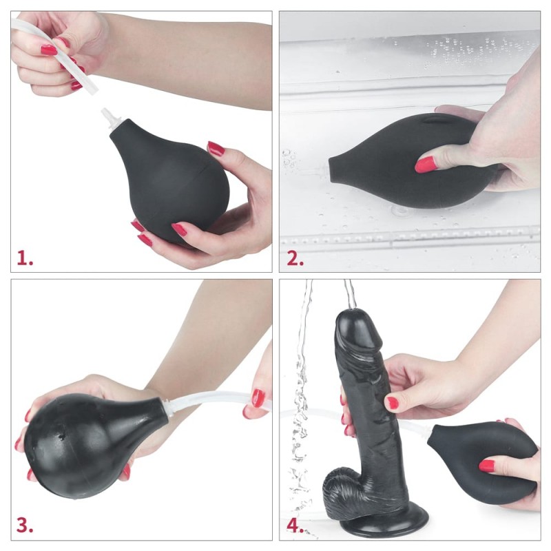 Dildo cu Ejaculare Squirt Extreme Negru 23 cm, #8, Erotic24.ro