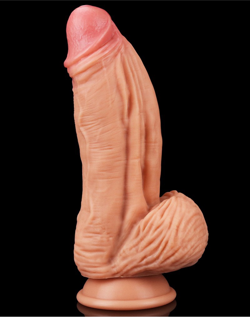 Dildo Realist Dubla Densitate Silicon Lichid cu Ventuza Natural 25 cm, #2, Erotic24.ro