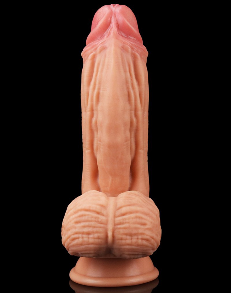 Dildo Realist Dubla Densitate Silicon Lichid cu Ventuza Natural 25 cm, #3, Erotic24.ro
