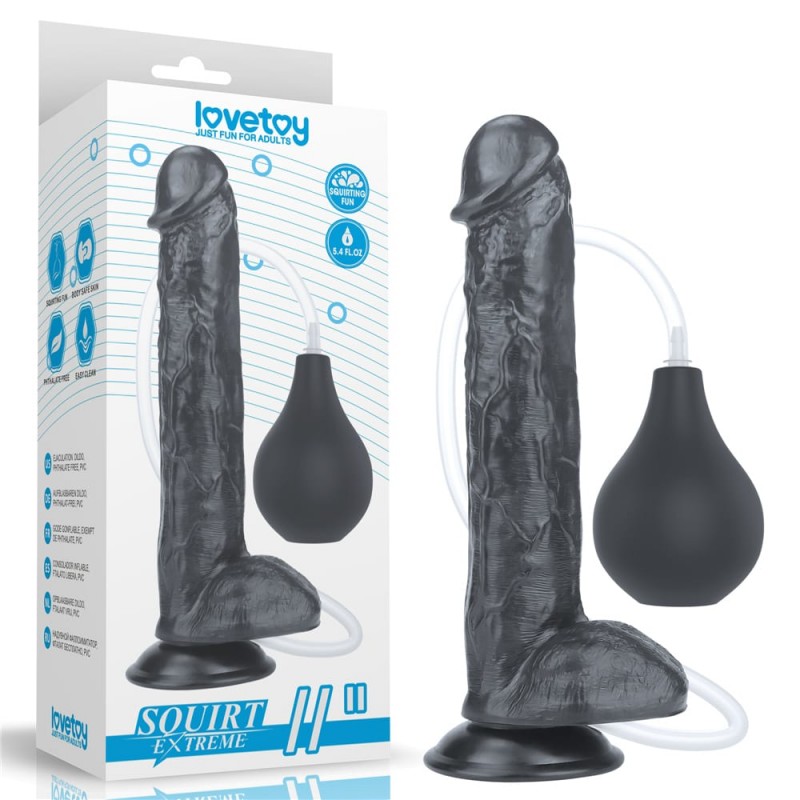 Dildo cu Ejaculare Squirt Extreme Negru 29 cm, Nr. 2, Erotic24.ro