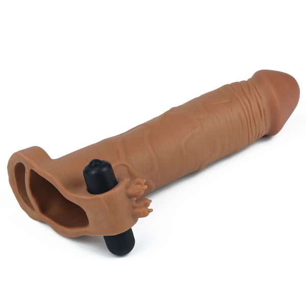 Prelungitor Realist Penis Pleasure X-Tender Vibrating Penis Sleeve Brown #3, #3, Erotic24.ro