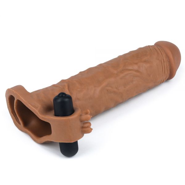 Prelungitor Realist Penis cu Vibratii Pleasure X-Tender Brown #2, Nr. 4, Erotic24.ro
