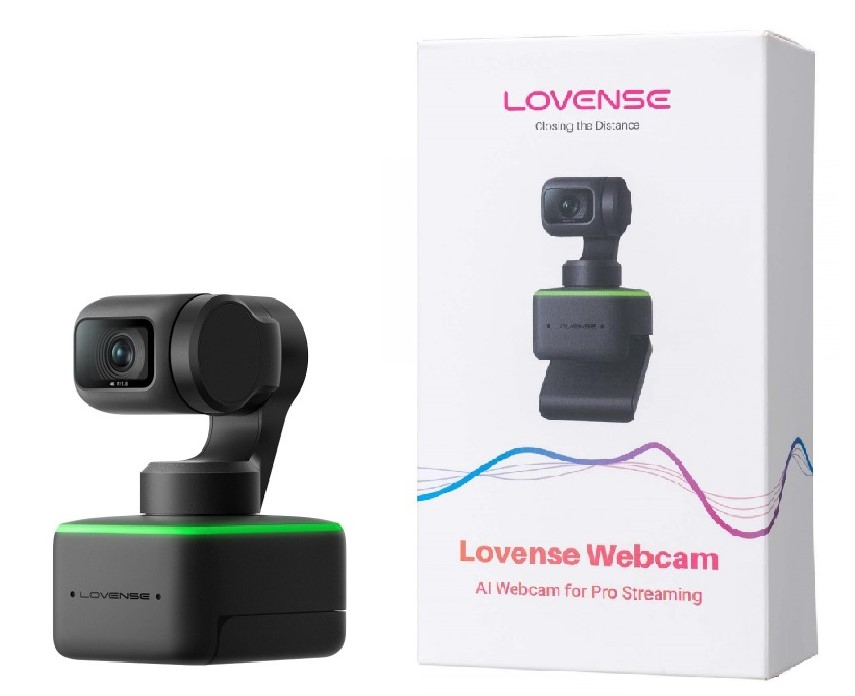 Lovense Camera Web AI pentru Streaming, 4K, HDR, 4x Zoom, Negru