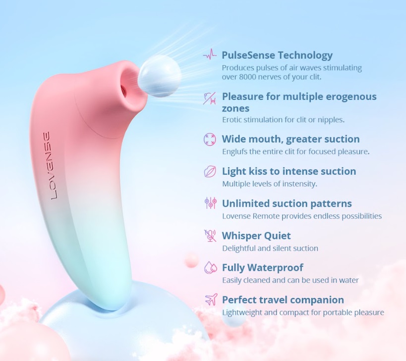 Stimulator Clitoris Lovense Tenera 2 Bluetooth Control, Free App, IPX7, Silicon, Roz/Albastru, Nr. 9, Erotic24.ro