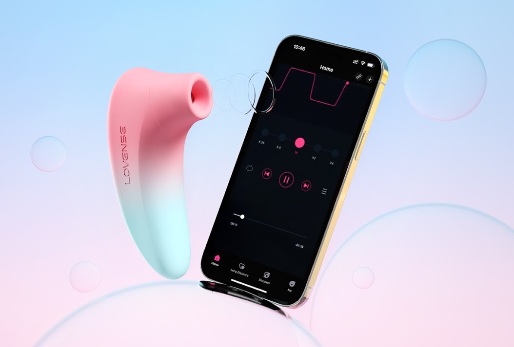 Stimulator Clitoris Lovense Tenera 2 Bluetooth Control, Free App, IPX7, Silicon, Roz/Albastru, Nr. 8, Erotic24.ro
