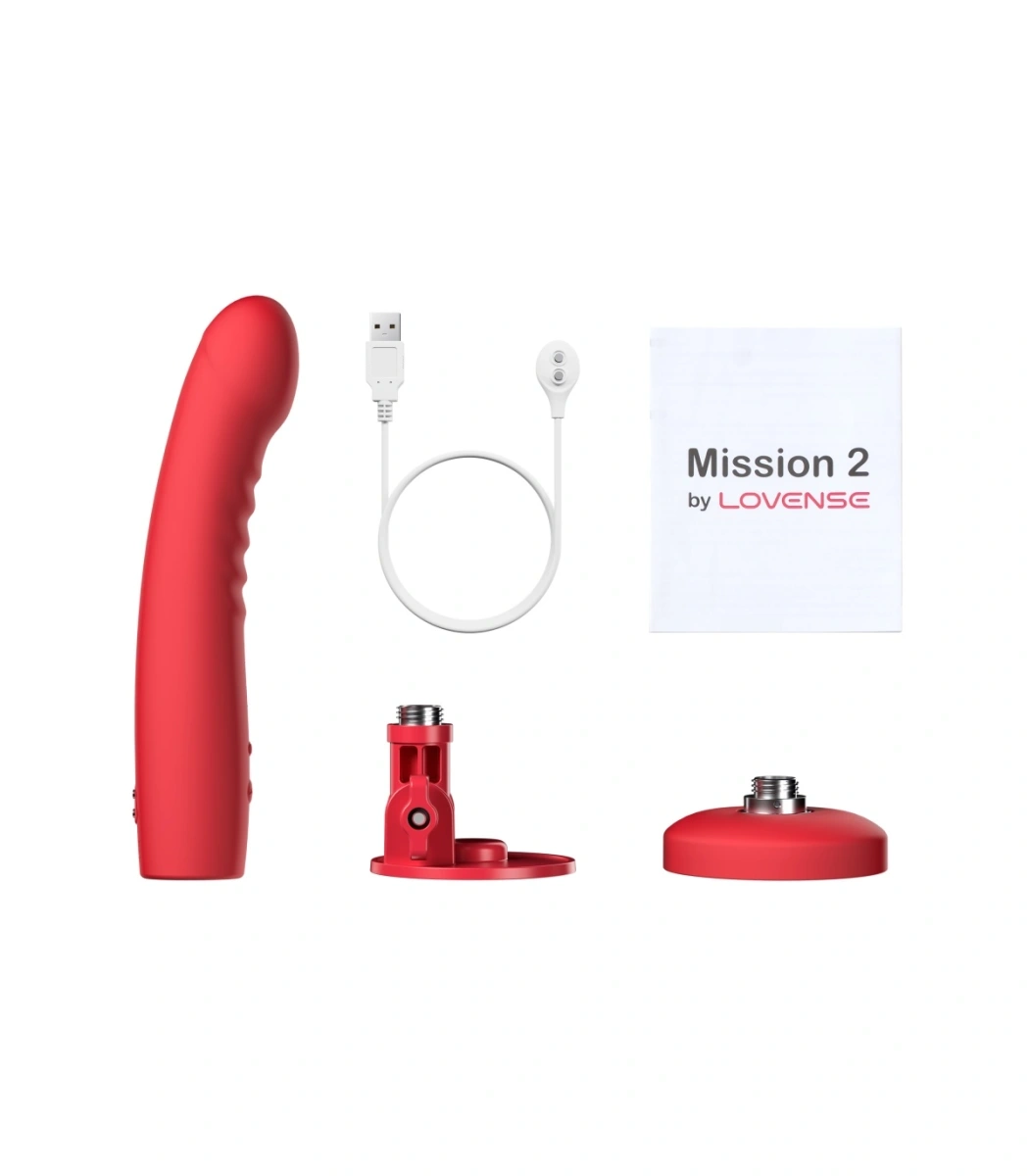 Vibrator Lovense Mission 2 cu Ventuza, App Control, Silicon, USB, Rosu, 20 cml, Nr. 2, Erotic24.ro