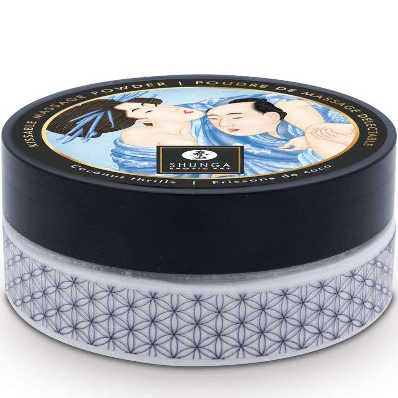 Set Cadou Shunga Kissable Massage Powder, Aroma Cocos, 75 gr, Nr. 2, Erotic24.ro