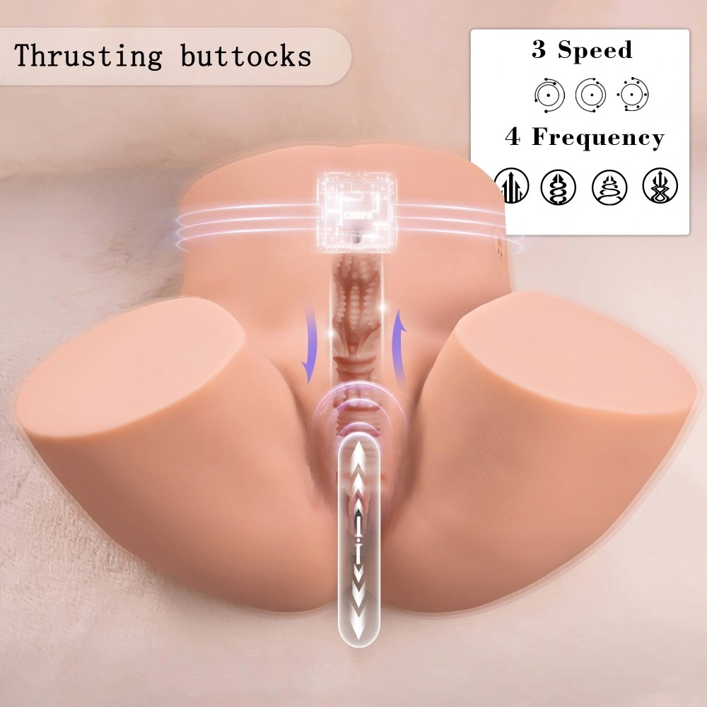 Mega Masturbator Dublu Michelle, Vagin si Anus, 7 Moduri Impingere, Super Skin, USB Magnetic, Natural, 10.2 kg, #4, Erotic24.ro