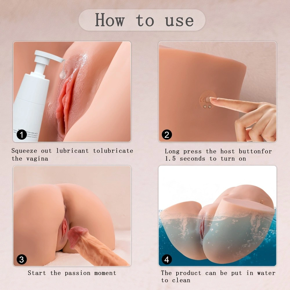 Mega Masturbator Dublu Michelle, Vagin si Anus, 7 Moduri Impingere, Super Skin, USB Magnetic, Natural, 10.2 kg, #7, Erotic24.ro