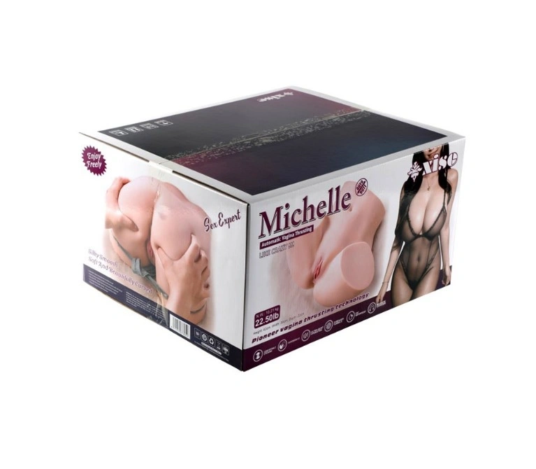 Mega Masturbator Dublu Michelle, Vagin si Anus, 7 Moduri Impingere, Super Skin, USB Magnetic, Natural, 10.2 kg, #9, Erotic24.ro