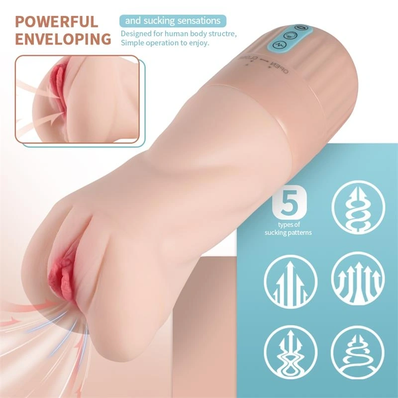 Masturbator Pussy Automatic, Vibratii, Suctiune, Material Superskin, Incarcare USB, 26.5 cm, #15, Erotic24.ro