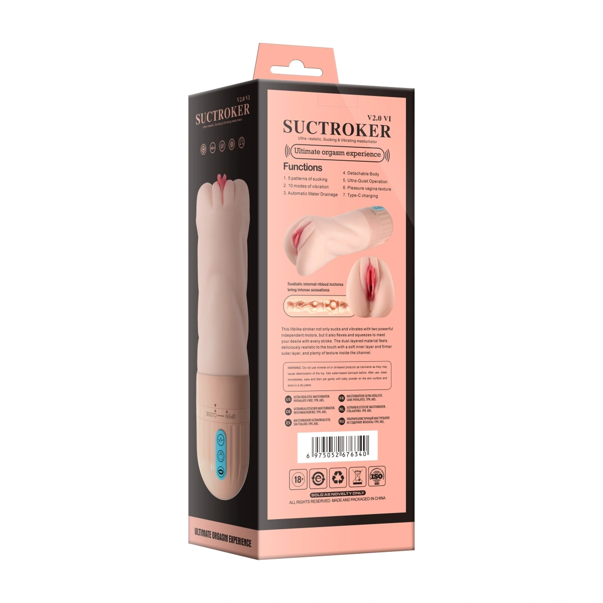 Masturbator Pussy Automatic, Vibratii, Suctiune, Material Superskin, Incarcare USB, 26.5 cm, #18, Erotic24.ro