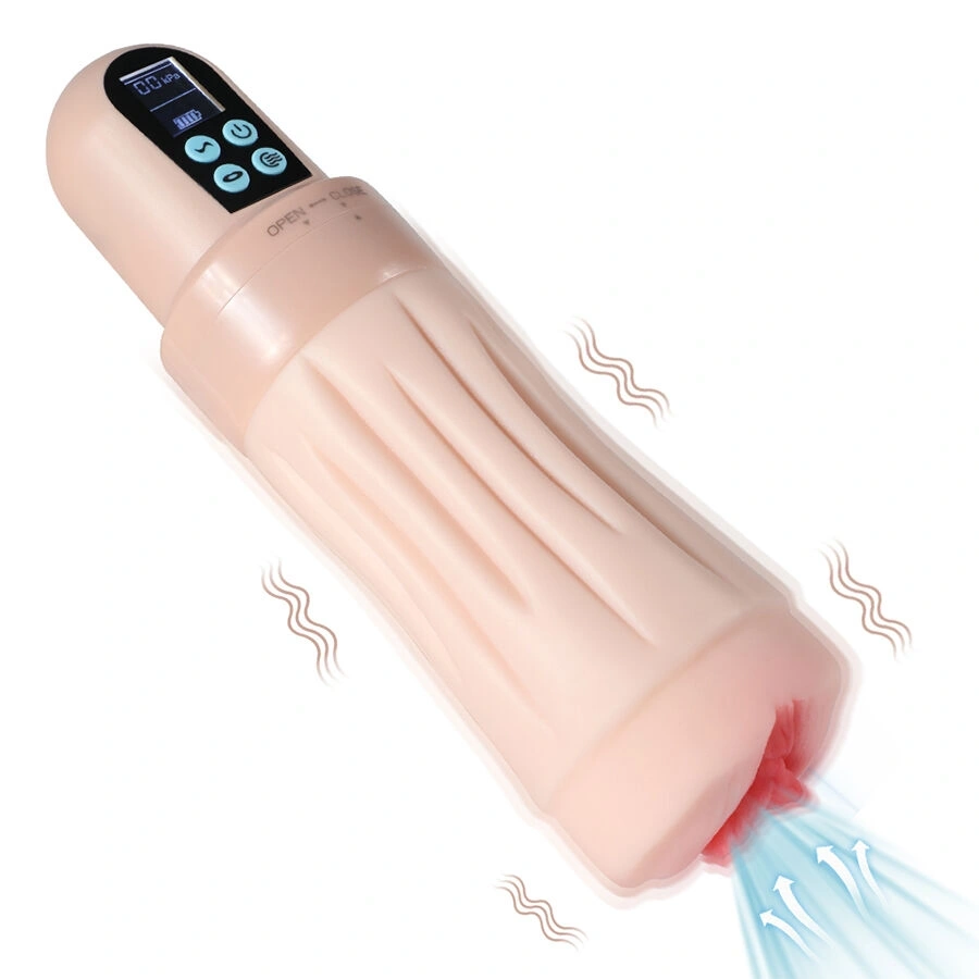 Jucarii Sexuale Barbati - Masturbator Pussy Automatic, Vibratii, Suctiune, Ecran LCD, Material Superskin, Incarcare USB, 28 cm, Erotic24.ro