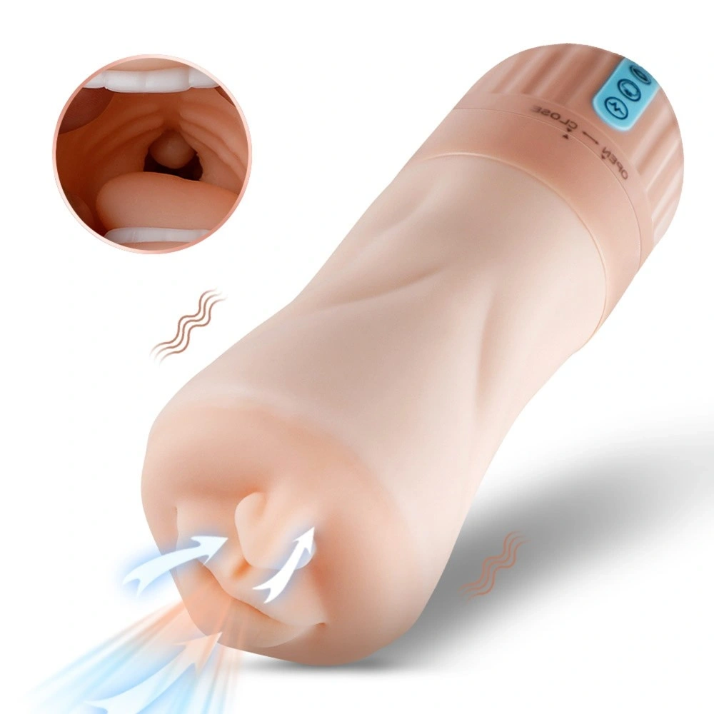 Jucarii Sexuale Barbati - Masturbator Automatic Gura, Vibratii, Suctiune, Material Superskin, Incarcare USB, 24.8 cm, Erotic24.ro