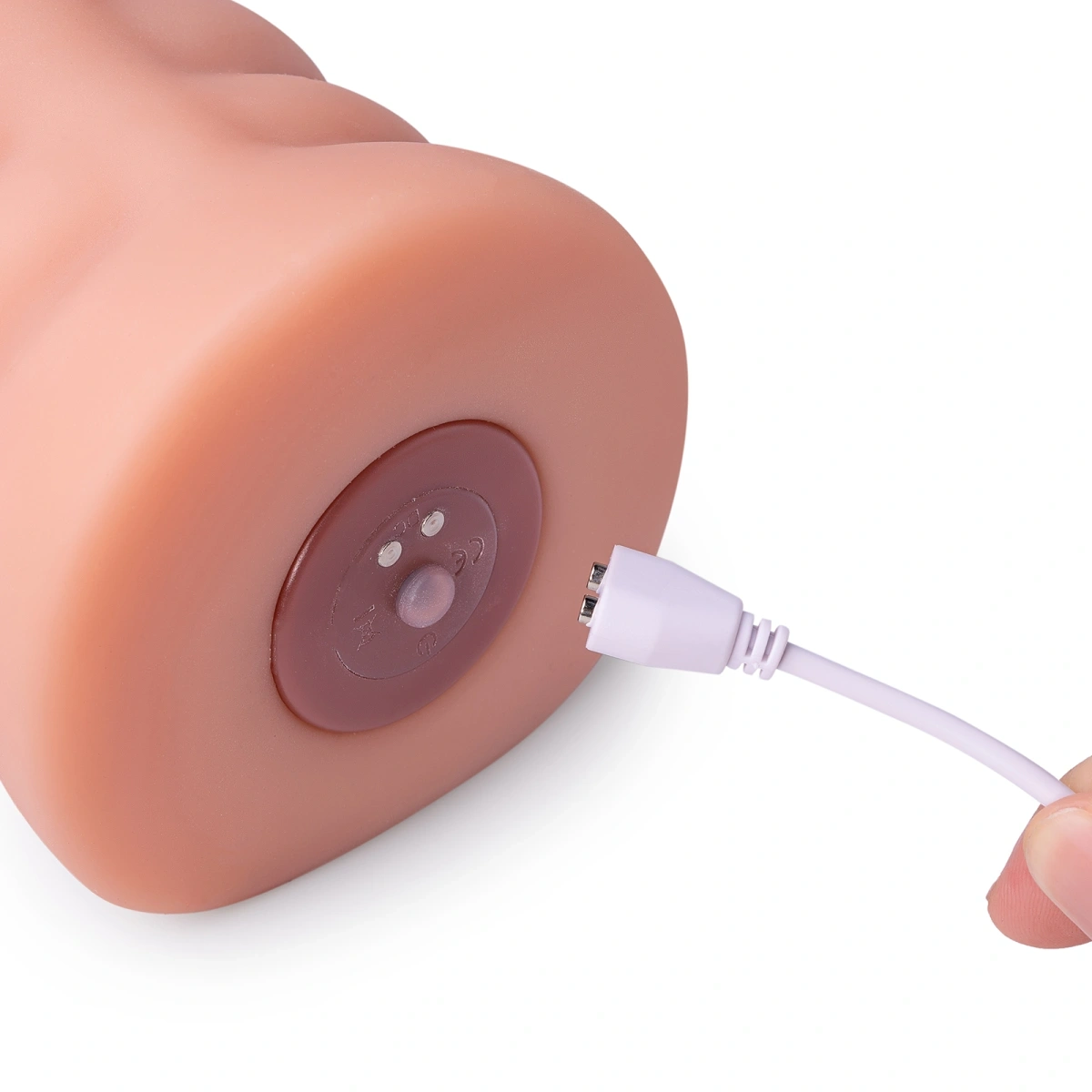 Masturbator Dublu Ramar, 10 Moduri Vibratii, Material Superskin, USB Magnetic, Maro, 0.85 kg, 18.5 cm, #9, Erotic24.ro