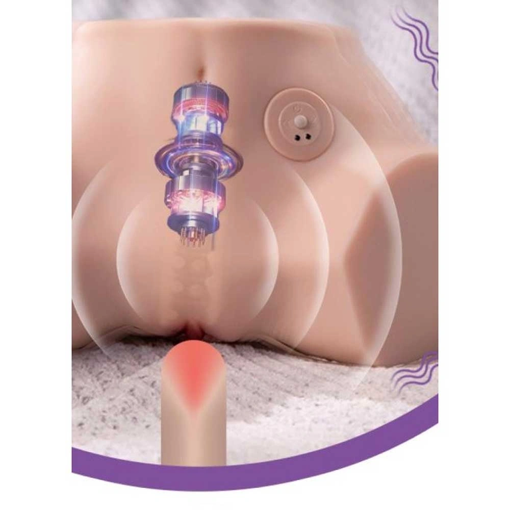 Masturbator Dublu, Shaking, Fennie Vagin si Anus, 10 Moduri Vibratii Puternice, Material Superskin, USB Magnetic, Natural, 4 kg, #6, Erotic24.ro