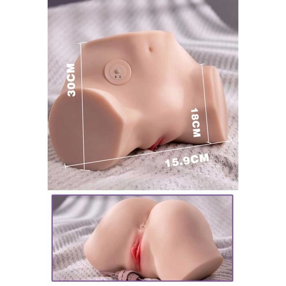 Masturbator Dublu, Shaking, Fennie Vagin si Anus, 10 Moduri Vibratii Puternice, Material Superskin, USB Magnetic, Natural, 4 kg, #5, Erotic24.ro