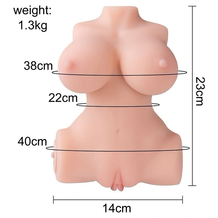 Masturbator Dublu Elu Vagin si Anus, 10 Moduri Vibratii, Material Superskin, USB Magnetic, Natural, 1.2 kg, 22 cm, #6, Erotic24.ro