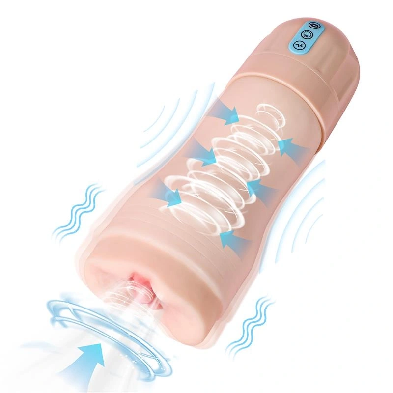Jucarii Sexuale Barbati - Masturbator Suctroker Pussy, Vibratii, Suctiune, Material Superskin, USB, Natural, 25 cm, Erotic24.ro