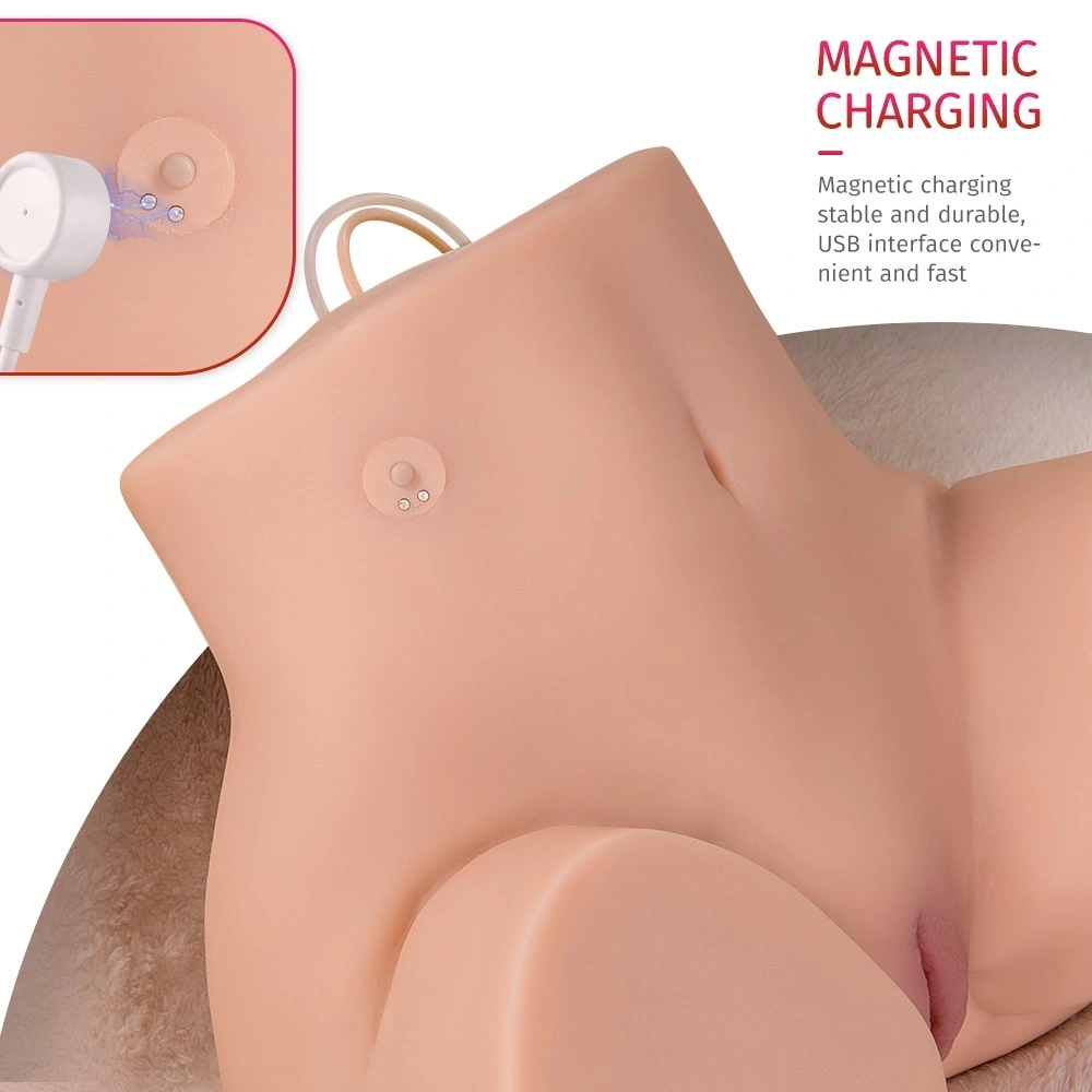 Mega Masturbator Ingrid, 2 Canale de Penetrare, Remote Control, 5 Moduri Suctiune, 5 Moduri Vibratii, Super Skin, USB Magnetic, Natural, 15.3 kg, #4, Erotic24.ro