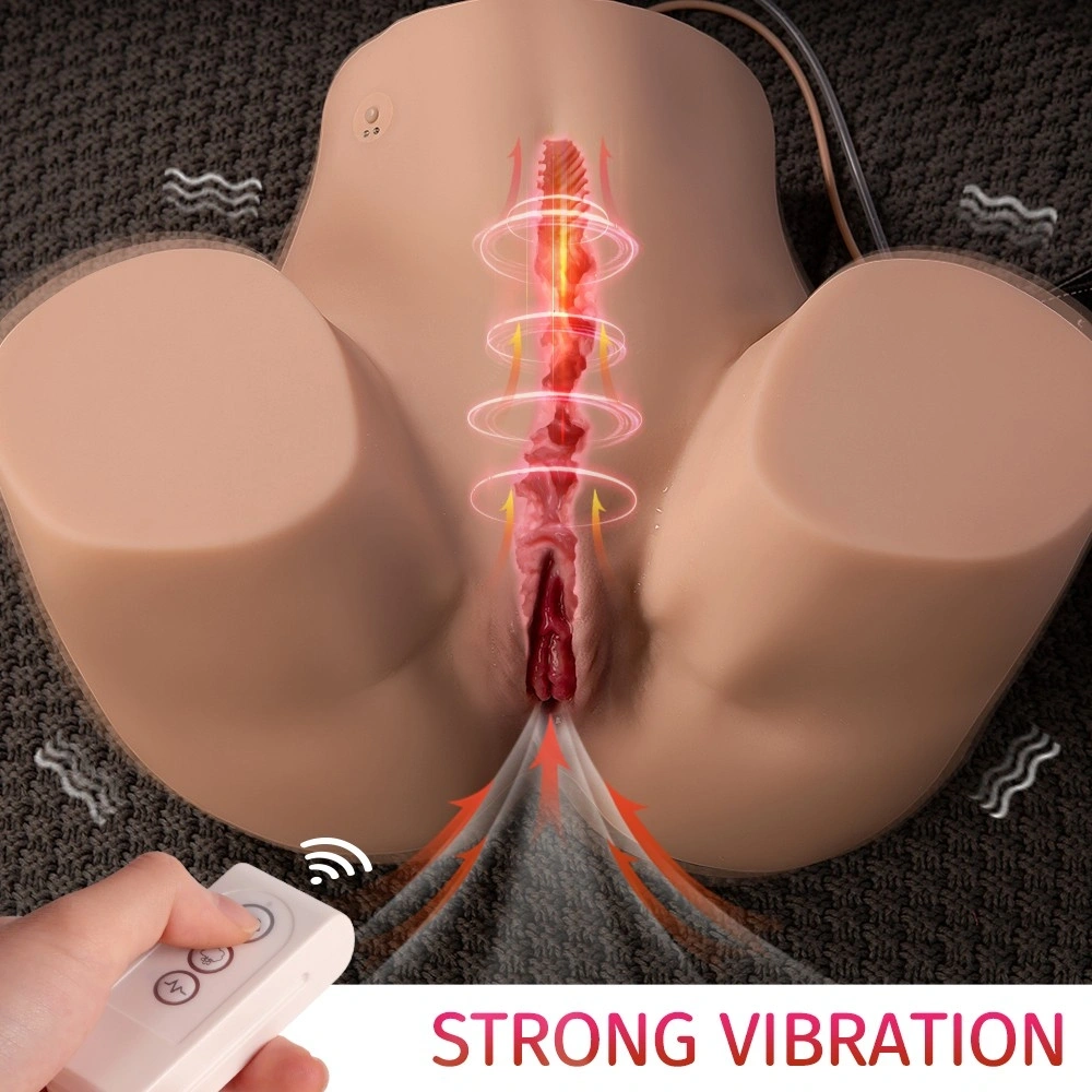 Mega Masturbator Ingrid, 2 Canale de Penetrare, Remote Control, 5 Moduri Suctiune, 5 Moduri Vibratii, Super Skin, USB Magnetic, Natural, 15.3 kg, #2, Erotic24.ro