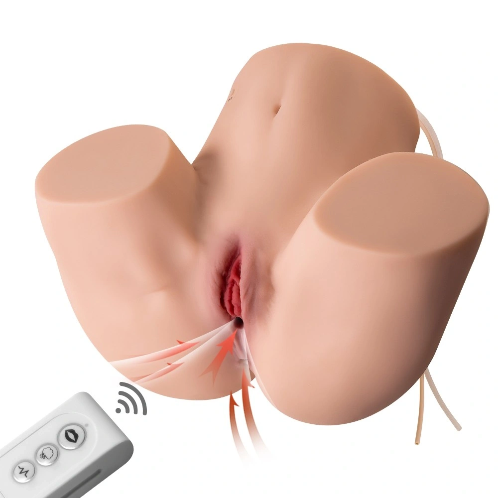 Jucarii Sexuale Barbati - Mega Masturbator Ingrid, 2 Canale de Penetrare, Remote Control, 5 Moduri Suctiune, 5 Moduri Vibratii, Super Skin, USB Magnetic, Natural, 15.3 kg, Erotic24.ro