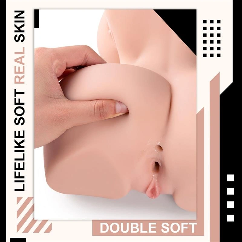 Masturbator Dublu Delilah, Vagin si Anus, Sani Mari, 10 Moduri Vibratii, Superskin, USB Magnetic, Natural, 31 cm, #12, Erotic24.ro