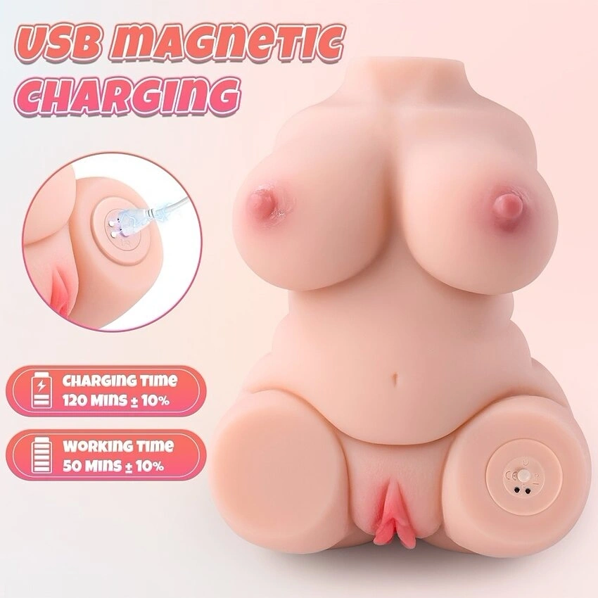 Masturbator Dublu Ejleen Vagin si Anus, 10 Moduri Vibratii, Material Superskin, USB Magnetic, Natural, 1.7 kg, 21.5 cm, #9, Erotic24.ro