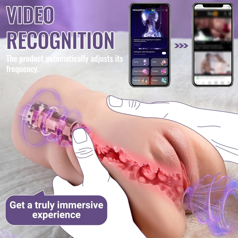 Masturbator Pussy Sora, Control Aplicatie Mobila, Functie de Impingere si Vibratii, Material Superskin, USB Magnetic, 23 cm, #9, Erotic24.ro