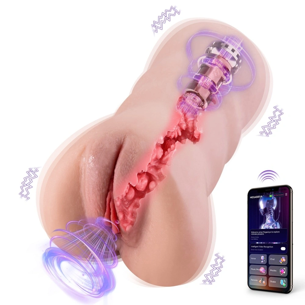 Masturbator Pussy Sora, Control Aplicatie Mobila, Functie de Impingere si Vibratii, Material Superskin, USB Magnetic, 23 cm, #3, Erotic24.ro