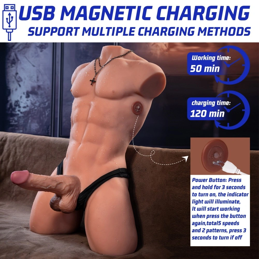 Masturbator Henry cu Penis si Anus, Control prin Aplicatie Mobila, 7 Moduri, USB Magnetic, Natural, 15.4 kg, #6, Erotic24.ro
