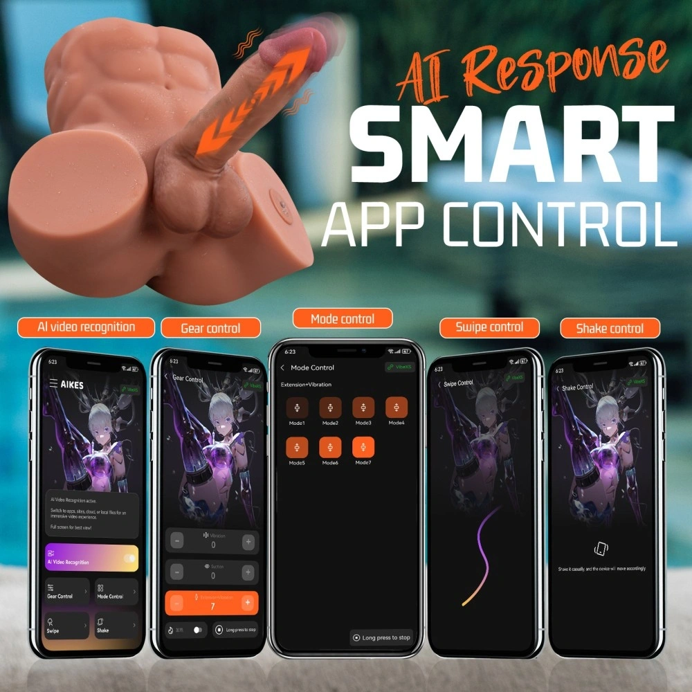 Masturbator Gretel cu Penis si Anus, Control prin Aplicatie Mobila, 7 Moduri, USB Magnetic, Natural, 6.5 kg, #5, Erotic24.ro