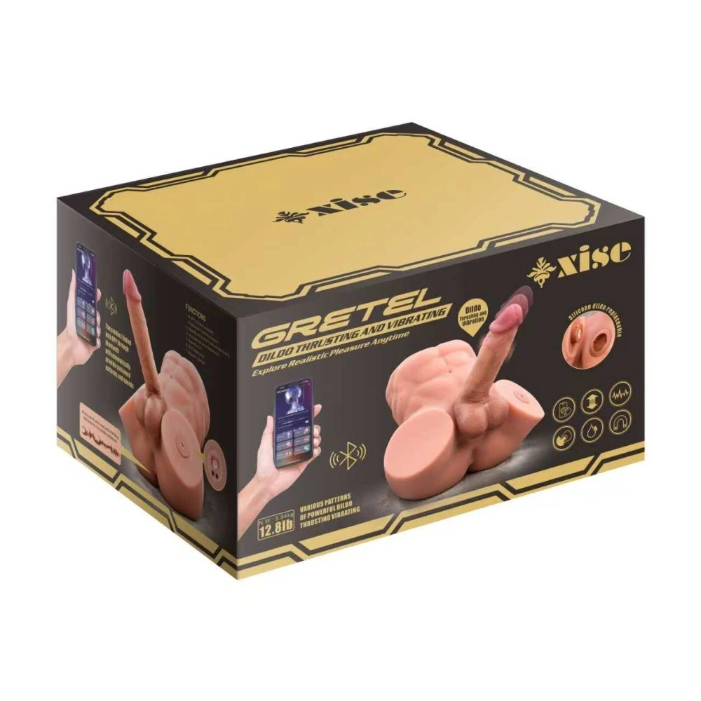 Masturbator Gretel cu Penis si Anus, Control prin Aplicatie Mobila, 7 Moduri, USB Magnetic, Natural, 6.5 kg, #13, Erotic24.ro