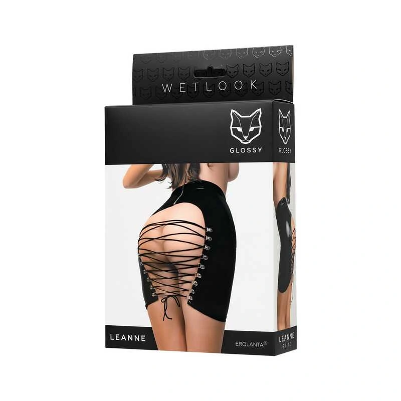 Fusta Leanne Wetlook, Negru, L, Nr. 4, Erotic24.ro