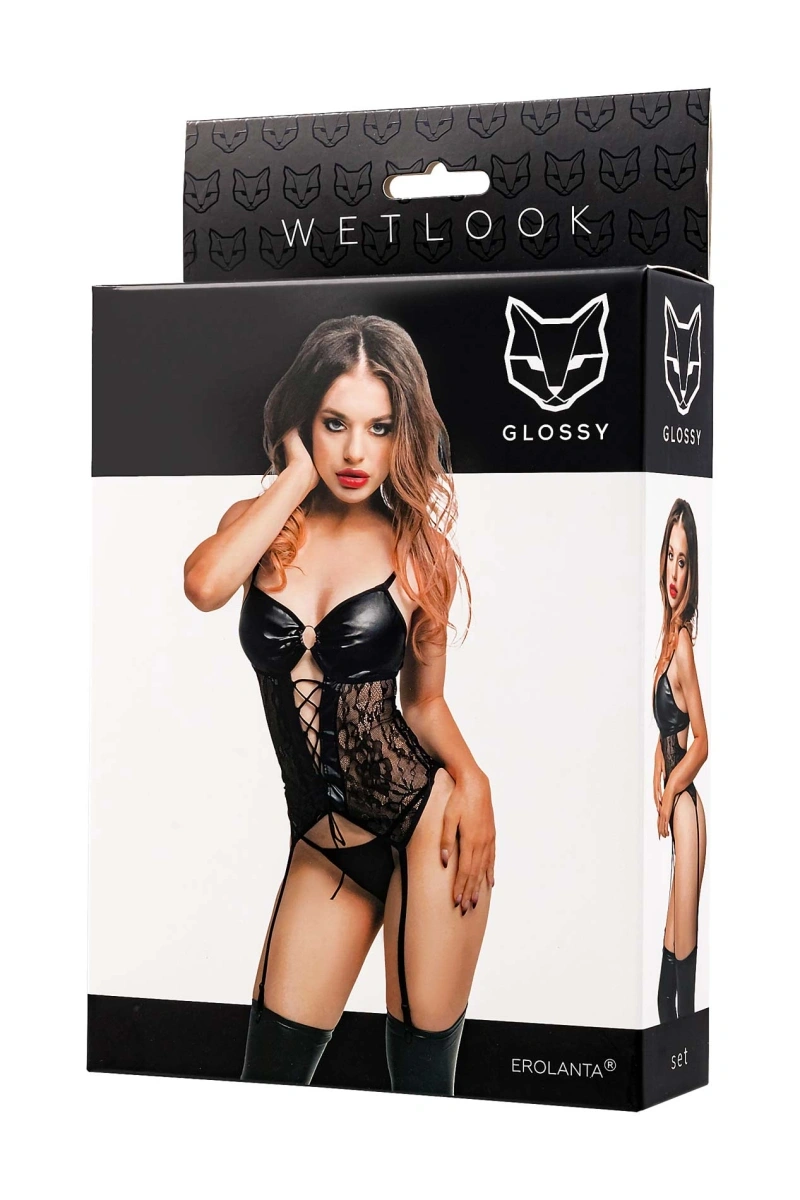 Set Lenjerie Miriam Body si Bikini, Wetlook, Negru, M, Nr. 4, Erotic24.ro