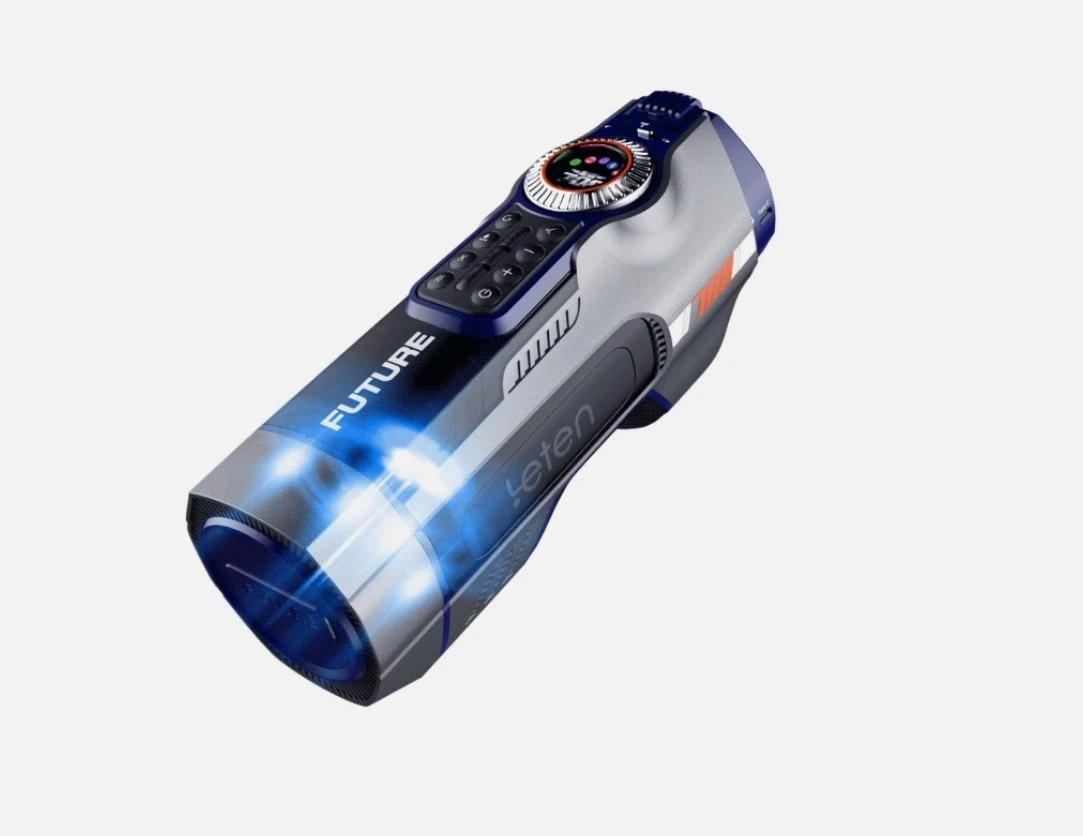 Masturbator Leten Future Thrusting, 10 Moduri Telescopice, Functie Incalzire, USB, Gri, 29 cm, #1, Erotic24.ro