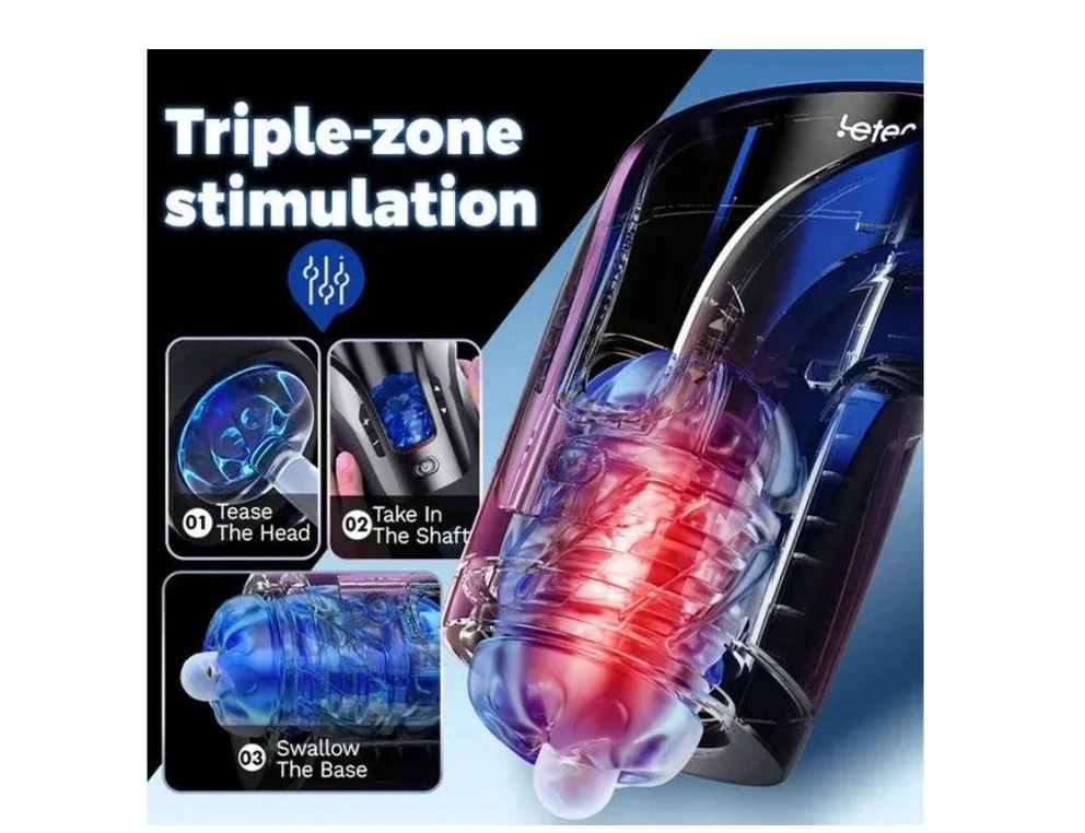 Masturbator Leten Auto Thrusting-Luxury, Functie Telescopica, 10 Moduri+10 Viteze, USB, Negru, #4, Erotic24.ro