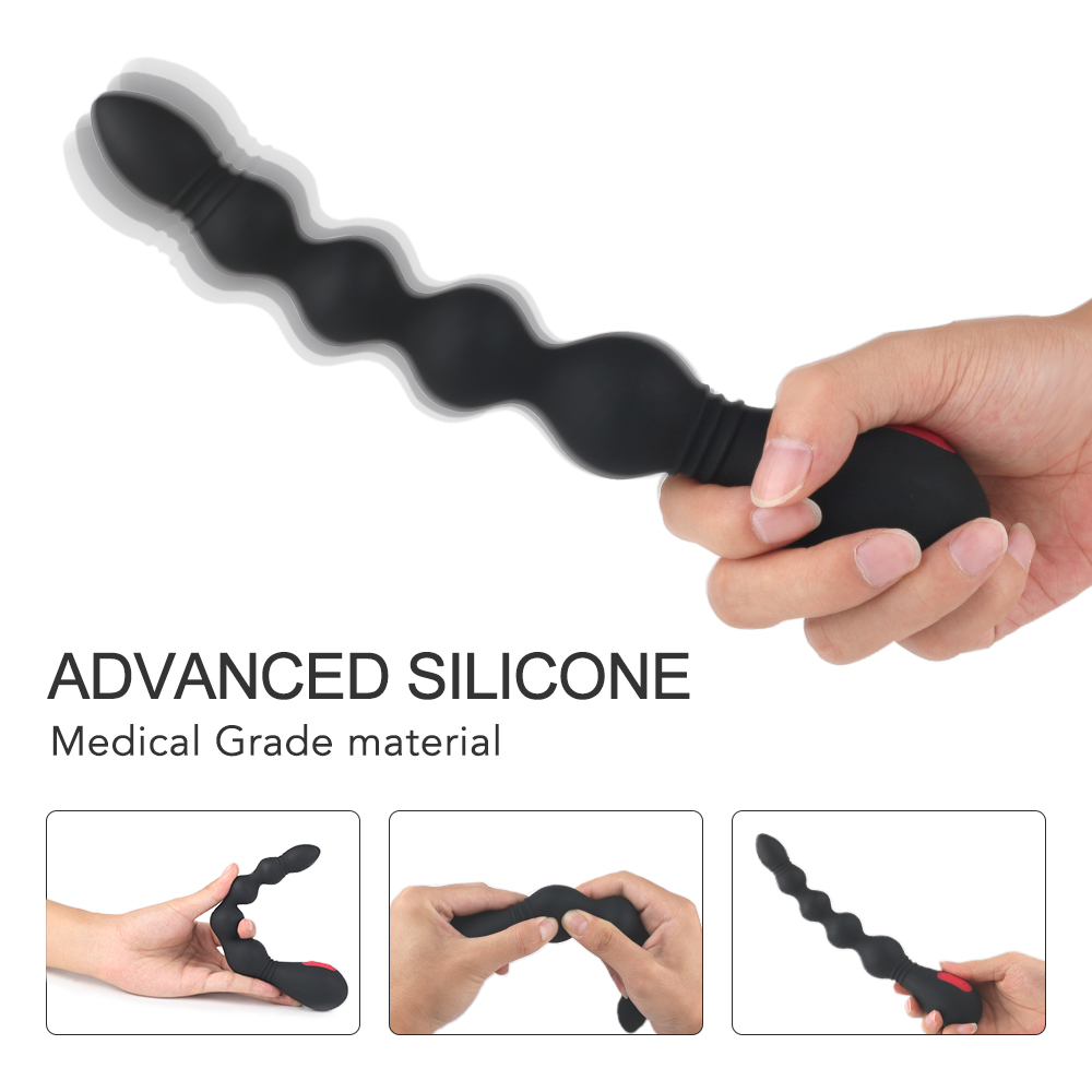 Bile Anale Nighty, 9 Moduri Vibratii, Silicon, USB, Negru, 21 cm, Guilty Toys, #7, Erotic24.ro