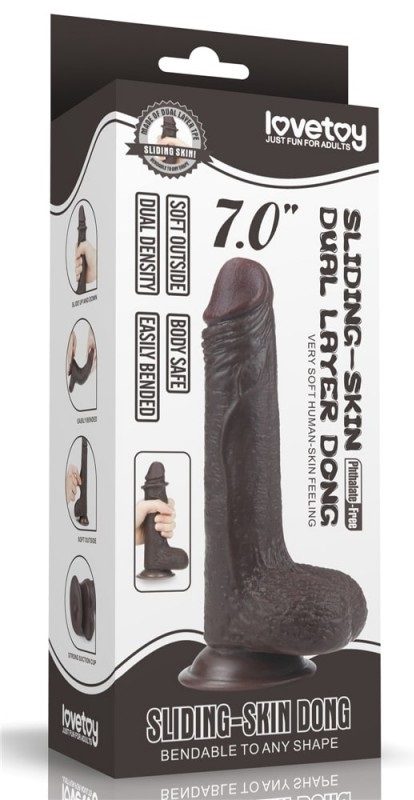 Dildo Realist Bendable Sliding-Skin Strat Dublu TPE Maro 17.5 cm, #8, Erotic24.ro