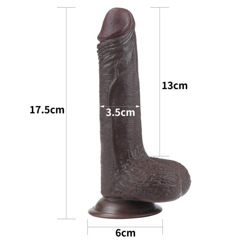 Dildo Realist Bendable Sliding-Skin Strat Dublu TPE Maro 17.5 cm, #6, Erotic24.ro