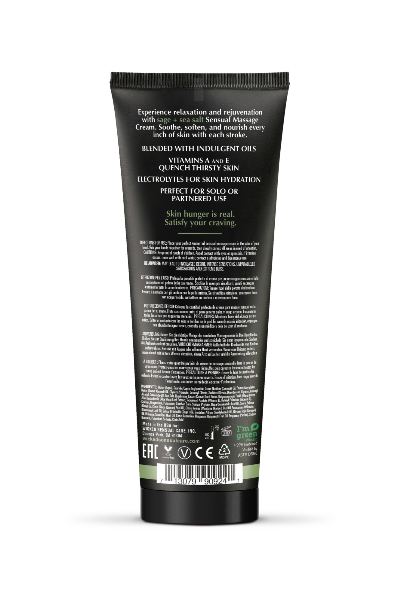 Crema Masaj Wicked, Aroma Salvie si Sare de Mare, 120 ml, #2, Erotic24.ro