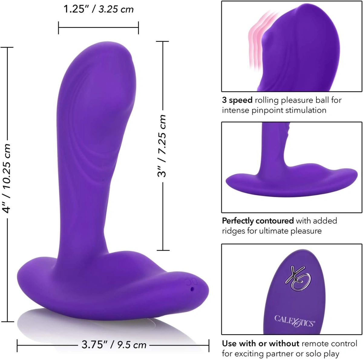 Stimulator Pinpoint Pleaser Remote Control, 12 Moduri Vibratii, 3 Moduri Rotatii, Silicon, USB, Mov, #4, Erotic24.ro