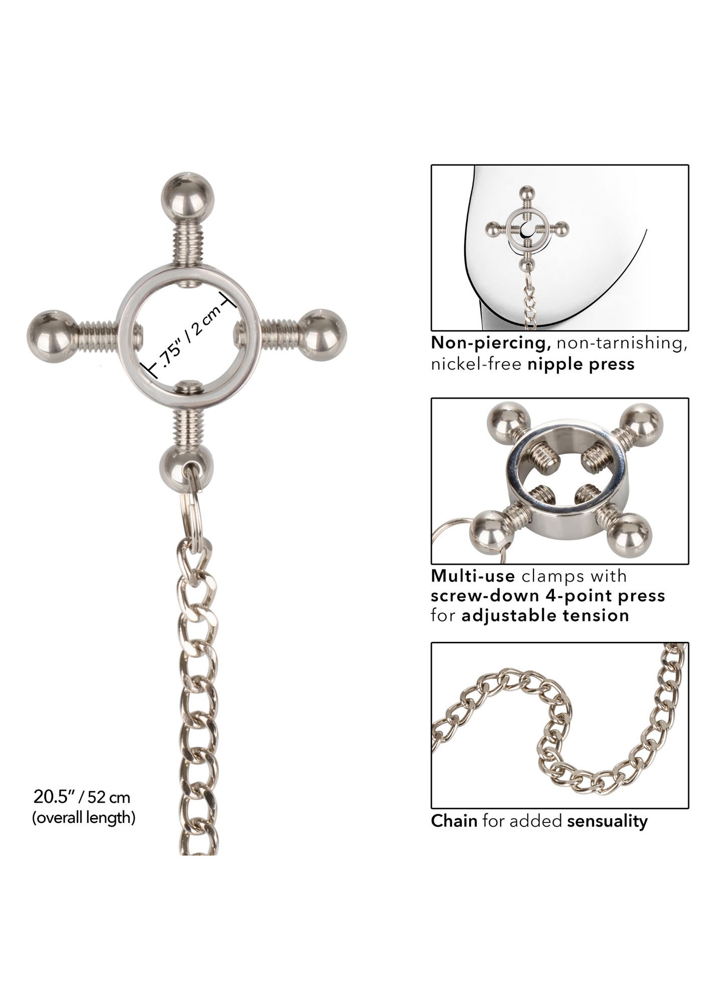 Clame Sfarcuri 4-Point Nipple Press with Chain, #5, Erotic24.ro
