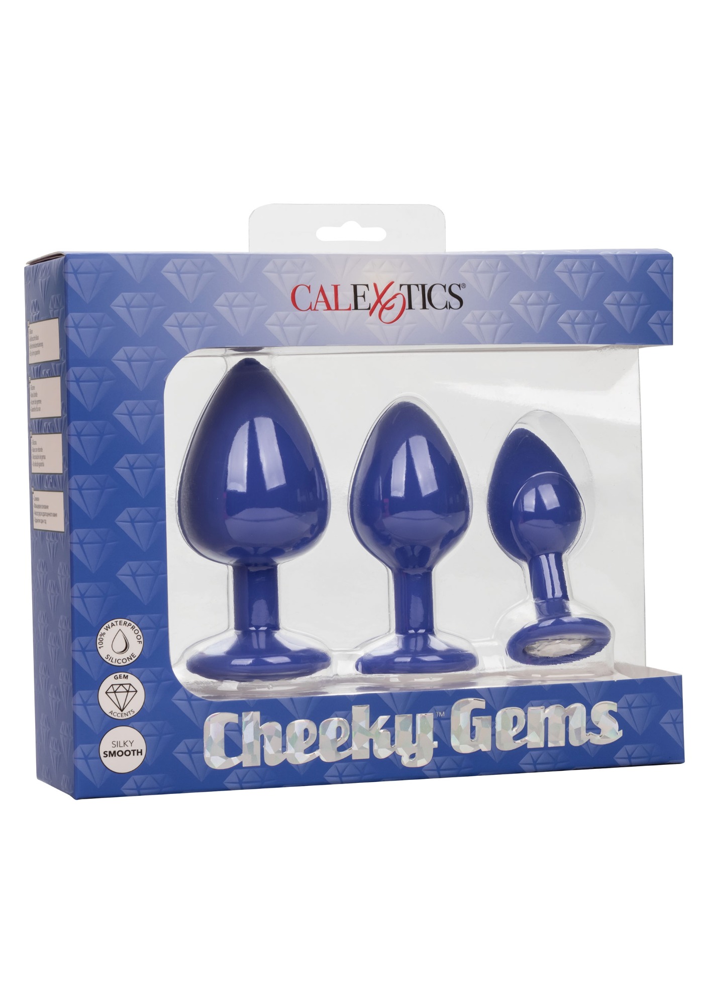Set 3 Dopuri Anale Cheeky Gems Silicon Albastru, Nr. 17, Erotic24.ro