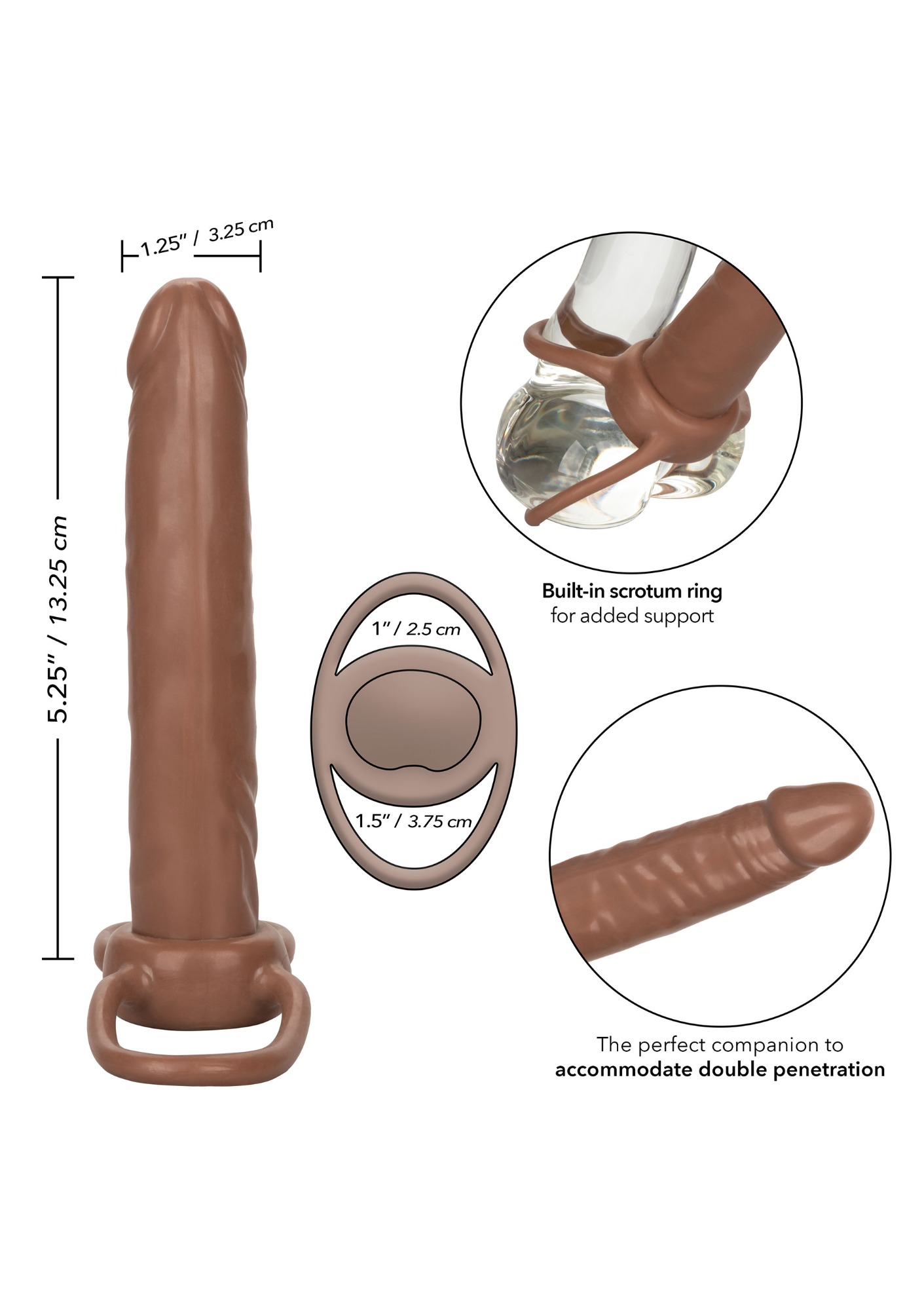 Strap-on Accommodator Dual Penetrator, PV, Maro, 13.2 cm, #8, Erotic24.ro
